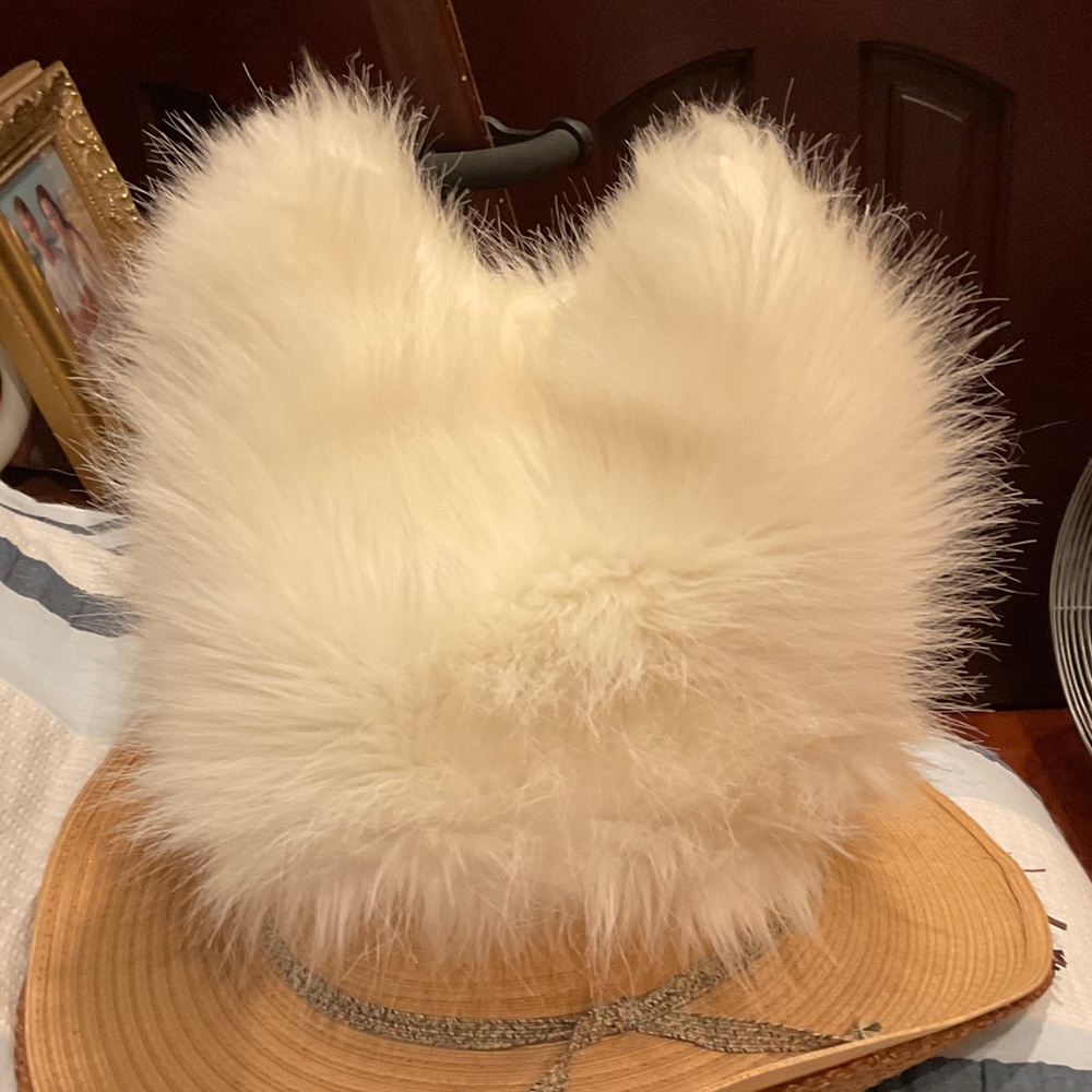 Unique, festive, and cozy white furry cat hat beanie